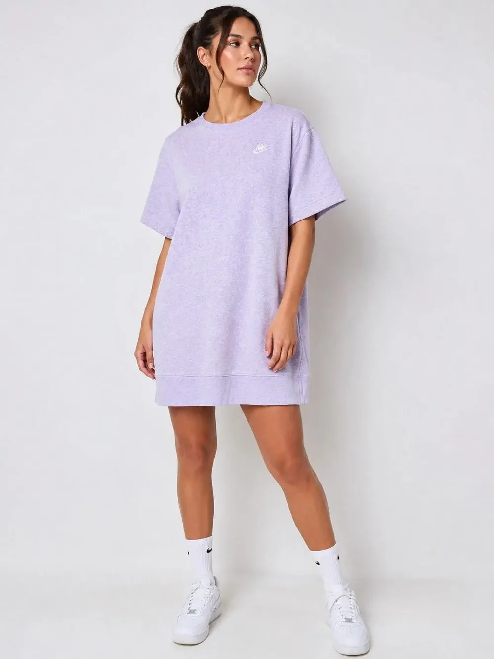 Nike Sportswear Club Fleece T-Shirt Dress Heathered Purple Women’s Medium